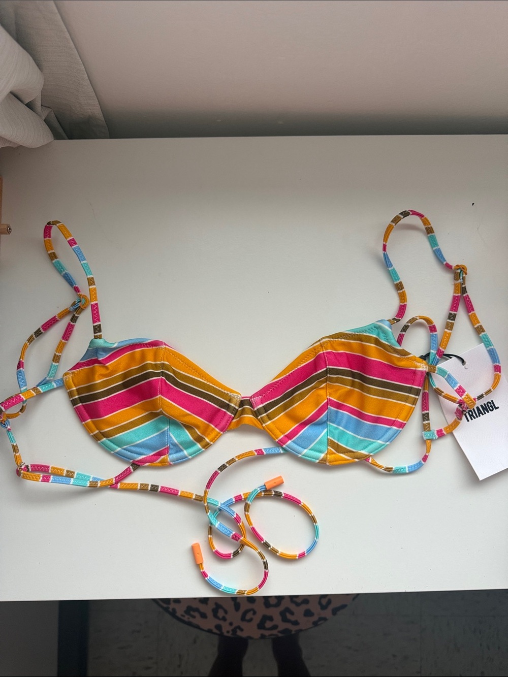 Triangl Melon Striped Bikini Top
